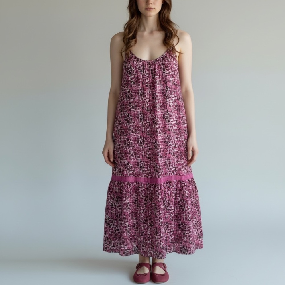 Anna Cate | Lizzy Maxi Ruffle Dress‎ Pink Confetti Print Lightweight Large